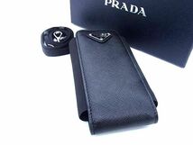 ■新品■未使用■ PRADA プラダ サフィアーノレザー ネックポーチ スマホポーチ メンズ レディース ブラック系 FD0235_画像1