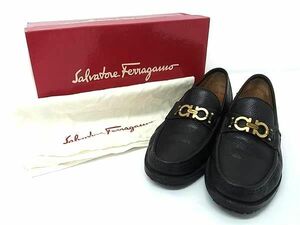 ■極美品■ Salvatore Ferragamo フェラガモ ダブルガンチーニ レザー ローファー 表記サイズ 6 1/2 約24cm 靴 ブラック系 DD7196