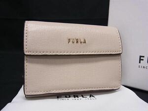1 jpy # beautiful goods # FURLA Furla leather three folding purse compact wallet . inserting change purse . card inserting lady's beige group FA7318