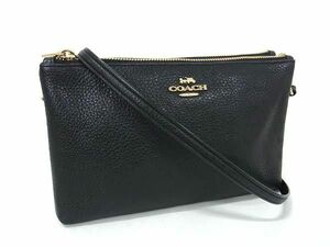 1円 ■美品■ COACH コーチ F34265 レザー 2WAY クラッチバッグ ショルダーバッグ 斜め掛けかばん レディース ブラック系 BG7982