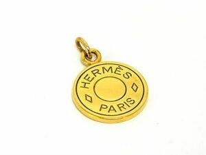1 иен # прекрасный товар # HERMES Hermes Serie колье верх подвеска с цепью очарование женский мужской оттенок золота AZ2668