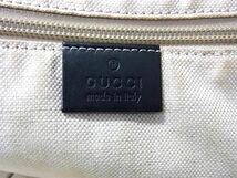 1円 GUCCI グッチ 282439 502752 GG柄 ナイロンキャンバス×レザー ハンドバッグ トートバッグ レディース メンズ ブラック系 AY2960_画像6