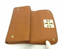 1円 ■美品■ TORY BURCH トリーバーチ レザー 二つ折り 長財布 ウォレット 札入れ 小銭入れ カード入れ レディース ブラウン系 BK0910_画像3