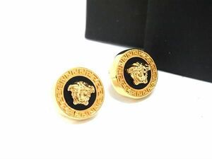 1円 ■極美品■ VERSACE ヴェルサーチ メデューサ ピアス アクセサリー レディース メンズ ゴールド系×ブラック系 BG8522