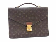 1円 LOUIS VUITTON ルイヴィトン M53338 モノグラム ポルトドキュマン バンドリエール ビジネスバッグ ハンドバッグ ブラウン系 FB0825_画像1