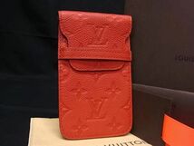 1円 ■極美品■ LOUIS VUITTON ルイヴィトン M60376 モノグラムアンプラント スマートフォンケース スマホケース レッド系 FA3841_画像1