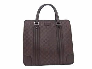 1円 ■美品■ GUCCI グッチ 145842 グッチシマ レザー ハンドバッグ トートバッグ レディース メンズ ブラウン系 AZ4013