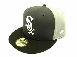 1円 ■美品■ NEWERA ニューエラ 59FIFTY シカゴホワイトソックス ポリエステル ベースボールキャップ 帽子 グレー系×ブラック系 FA7165