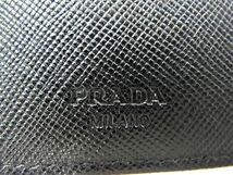 1円 ■極美品■ PRADA プラダ テスートナイロン 二つ折り 財布 ウォレット 小銭入れ 札入れ レディース メンズ ブラック系 AY3211_画像6