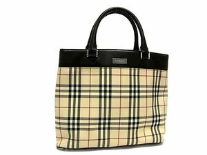 1円 ■美品■ BURBERRY バーバリー ノバチェック ナイロンキャンバス×レザー ハンドバッグ トート レディース ブラウン系 FB0860