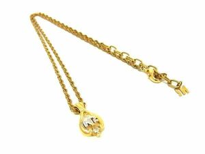 ■美品■ NINA RICCI ニナリッチ ラインストーン ネックレス ペンダント アクセサリー レディース ゴールド系 DD5952