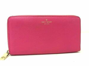 ■美品■ kate spade ケイトスペード WKRU2264 レザー ラウンドファスナー 長財布 ウォレット 札入れ 小銭入れ ピンク系 DD6623