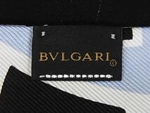 ■新品■未使用■ BVLGARI ブルガリ セルペンティ シルク ツイリー リボンスカーフ スカーフリング ライトブルー系 ゴールド系 AS9609_画像5