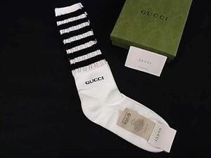 ■新品■未使用■ GUCCI グッチ コットン100％ ソックス 靴下 表記サイズ L 12 レディース ホワイト系×ブラック系 AV8890