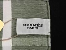 ■新品■未使用■ HERMES エルメス コットン100％ スカーフ ハンカチーフ レディース メンズ グリーン系×ホワイト系 AU9895_画像5