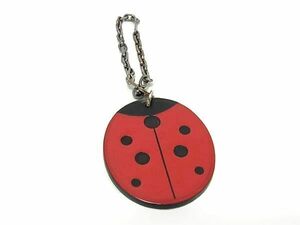 1 jpy # beautiful goods # HERMES Hermes leather tent umsi ladybug insect key holder bag charm red group × black group AX5223