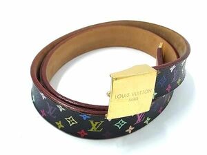 1円 LOUIS VUITTON ルイヴィトン M9271 モノグラムマルチカラー サンチュール キャレ ベルト サイズ 90/36 ブラック系 FA6552