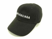 1円 BALENCIAGA バレンシアガ コットン100％ ベースボールキャップ 帽子 表記サイズ L 59cm レディース メンズ ブラック系 FA6463_画像1