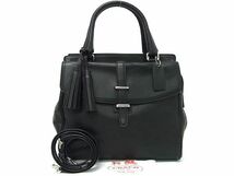 1円 ■極美品■ COACH コーチ 26261 レガシー サッチェル レザー タッセル 2WAY クロスボディ ハンドバッグ ショルダー ブラック系 FA6221_画像1