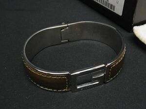 1円 ■美品■ GUCCI グッチ レザー ブレスレット バングル アクセサリー レディース ブロン系 FA6728