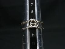 1円 ■美品■ GUCCI グッチ インターロッキングG SV925 リング 指輪 アクセサリー 表記サイズ10(約10号) レディース シルバー系 FA7060_画像3