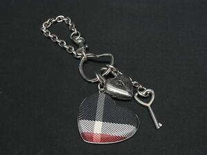 1 jpy BURBERRY Burberry Blue Label canvas Heart key ring key holder bag charm silver group × multicolor BK1385