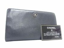 1円 CHANEL シャネル ココボタン レザー 二つ折り 長財布 ウォレット 小銭入れ 札入れ レディース ブラック系 AY3193_画像1