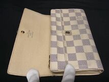 1円 ■美品■ LOUIS VUITTON ルイヴィトン N61735 ダミエアズール ポルトフォイユサラ 二つ折り 長財布 ウォレット アイボリー系 AX6525_画像3