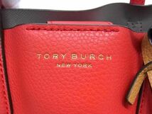 1円 ■極美品■ TORY BURCH トリーバーチ ペリー レザー 2WAY クロスボディ ハンドバッグ トート ショルダー 斜め掛け レッド系 AZ2832_画像6