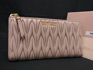 1 jpy # beautiful goods # miumiu MiuMiu ma tera se leather L character fastener long wallet wallet lady's pink beige group BK1661