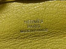 1円 HERMES エルメス バスティア シェーブル シルバー金具 コインケース コインパース X刻印 2016年 ライムイエロー系 AZ3034_画像5