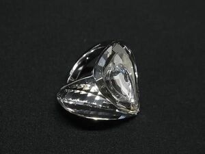 1円 ■美品■ SWAROVSKI スワロフスキー クリスタル ハート リング 指輪 アクセサリー 表記サイズ52(約11号) シルバー系 AW9769