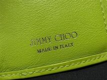 1円 JIMMY CHOO ジミーチュウ ネモ スタースタッズ パテントレザー 三つ折り 財布 ウォレット レディース ライトグリーン系 BK1634_画像8