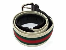 1円 ■美品■ GUCCI グッチ 154896 480199 シェリーライン キャンバス×レザー シルバー金具 ベルト 表記サイズ 85・34 ブラウン系 AZ3083_画像2