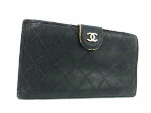 1円 CHANEL シャネル ココマーク マトラッセ ビコローレ ラムスキン 二つ折り 財布 ウォレット 札入れ 小銭入れ ブラック系 FA8118