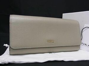 1 jpy # beautiful goods # FURLA Furla babi long leather folding in half long wallet wallet change purse .. inserting lady's gray series BG8770