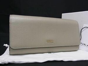 1円 ■美品■ FURLA フルラ バビロン レザー 二つ折り 長財布 ウォレット 小銭入れ 札入れ レディースグレー系 BG8770