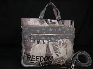 1 jpy # beautiful goods # Think Bee! sink Be! BROADWAY TOWER PVC× canvas 2WAY Cross body tote bag shoulder gray series BK1580