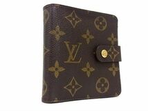 1円 ■美品■ LOUIS VUITTON ルイヴィトン M61667 モノグラム コンパクトジップ 二つ折り 財布 ウォレット ブラウン系 AX6757_画像1