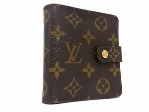 1円 ■美品■ LOUIS VUITTON ルイヴィトン M61667 モノグラム コンパクトジップ 二つ折り 財布 ウォレット ブラウン系 AX6757