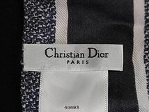 1円 ■美品■ ChristianDior クリスチャンディオール ミッツァ シルク100% リボンスカーフ ツイリー レディース ネイビー系 AZ3853_画像3