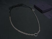 1円 PRADA プラダ チェーン リボン ネックレス アクセサリー レディース ブラック系 AW9602_画像1