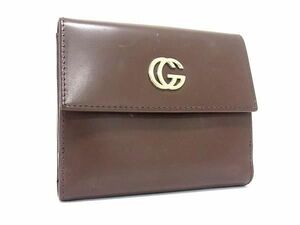 1 иен # прекрасный товар # GUCCI Gucci 035 2888 2240 кожа двойной бумажник бумажник кошелек для мелочи .. inserting мужской оттенок коричневого AX6774