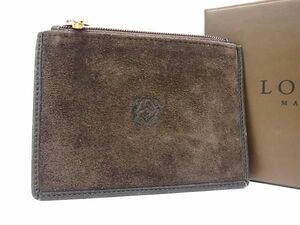 1 jpy # beautiful goods # LOEWE Loewe hole gram suede × leather multi case case men's lady's brown group AX6860