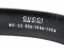 1円 GUCCI グッチ 036 1046 1004 レザー シルバー金具 ベルト 表記サイズ80・32 メンズ ブラック系 AY3159_画像4