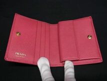 1円 ■美品■ PRADA プラダ 1MV204 サフィアーノレザー 二つ折り 財布 ウォレット 札入れ 小銭入れ レディース ピンク系 AY3170_画像3