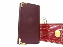 1円 ■新品同様■ Cartier カルティエ マストライン レザー 6連 キーケース 鍵入れ レディース ボルドー系 AX6765_画像1