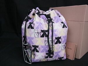 1 иен # новый товар # не использовался # miumiu MiuMiu парусина кошка кошка общий рисунок мешочек сумка сумка женский лиловый серия × многоцветный BG5012