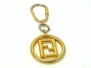 1 jpy FENDI Fendi Logo charm key holder men's lady's gold group FD0192