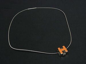 1 jpy # beautiful goods # HERMES Hermes car judo ash H Cube necklace choker accessory silver group × orange series AW9040